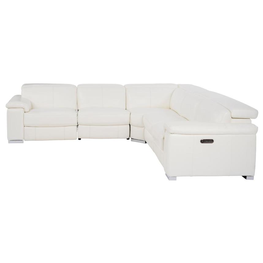 Charlie White Leather Power Reclining Sectional with 5PCS/3PWR alternate image, 4 of 10 images.