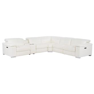 Charlie White Leather Power Reclining Sectional with 6PCS/3PWR