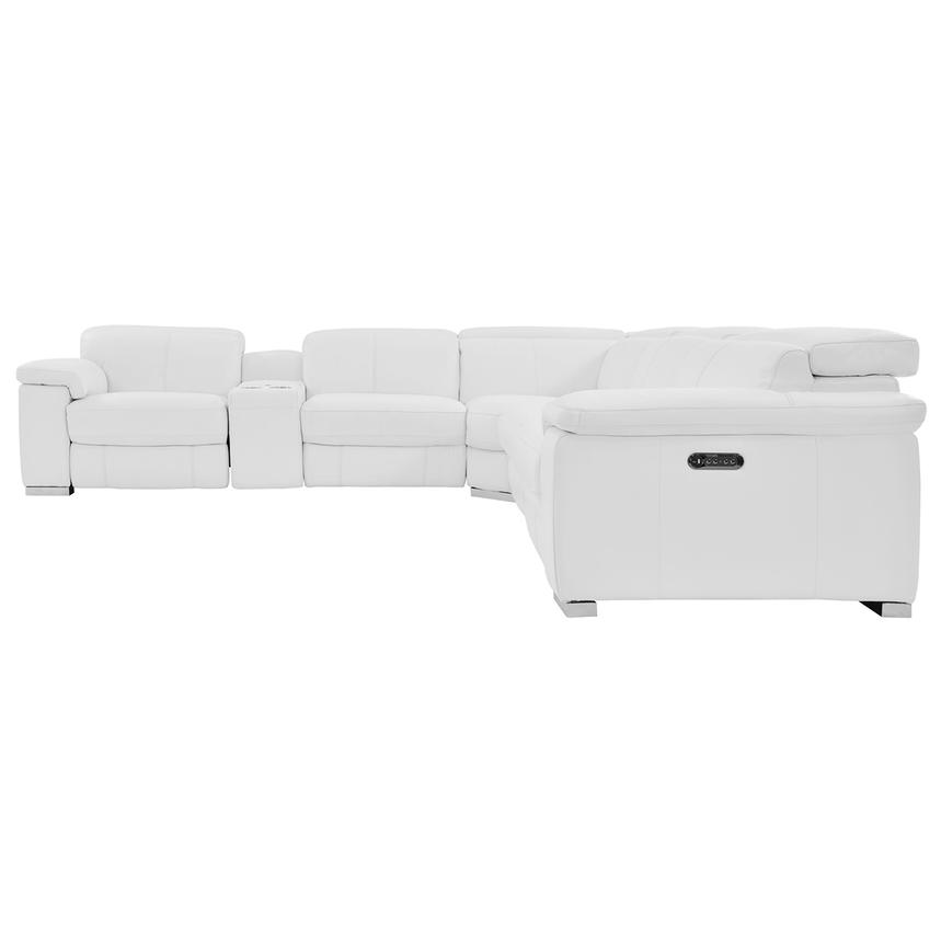 Charlie White Leather Power Reclining Sectional with 6PCS/3PWR  alternate image, 4 of 12 images.