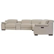 Gian Marco Light Gray Leather Power Reclining Sectional with 6PCS/3PWR  alternate image, 4 of 9 images.
