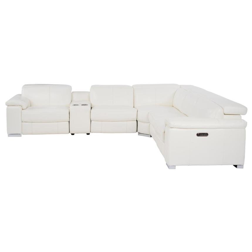 Charlie White Leather Power Reclining Sectional with 6PCS/3PWR alternate image, 4 of 12 images.