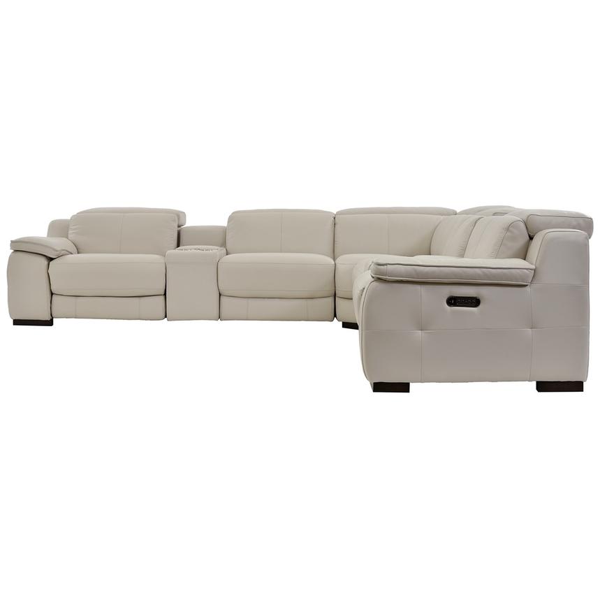 Gian Marco Light Gray Leather Power Reclining Sectional with 7PCS/3PWR  alternate image, 4 of 9 images.