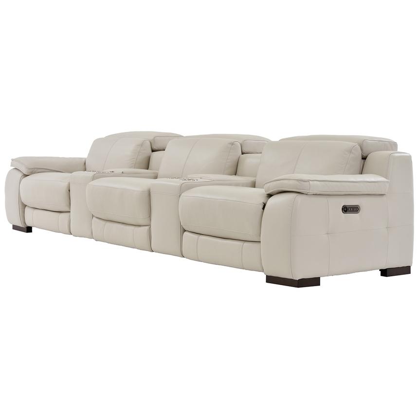 Gian Marco Light Gray Home Theater Leather Seating with 5PCS/2PWR  alternate image, 3 of 10 images.