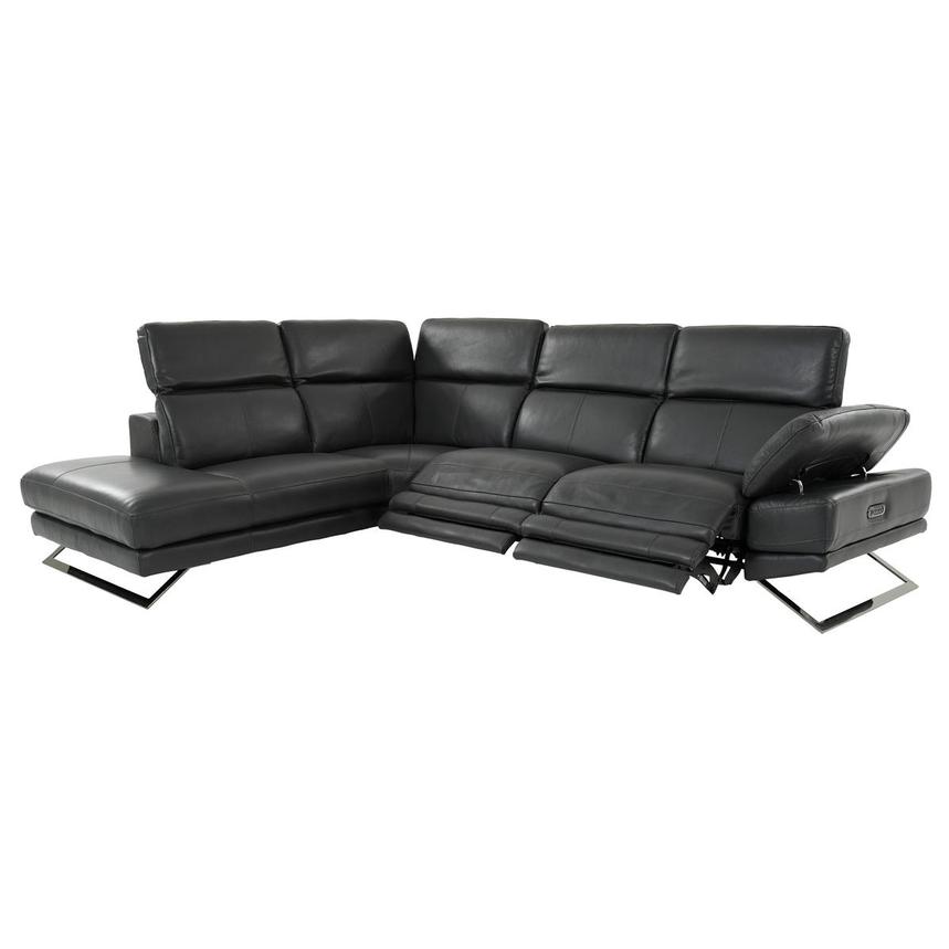 Toronto Dark Gray Leather Power Reclining Sofa W Left Chaise El