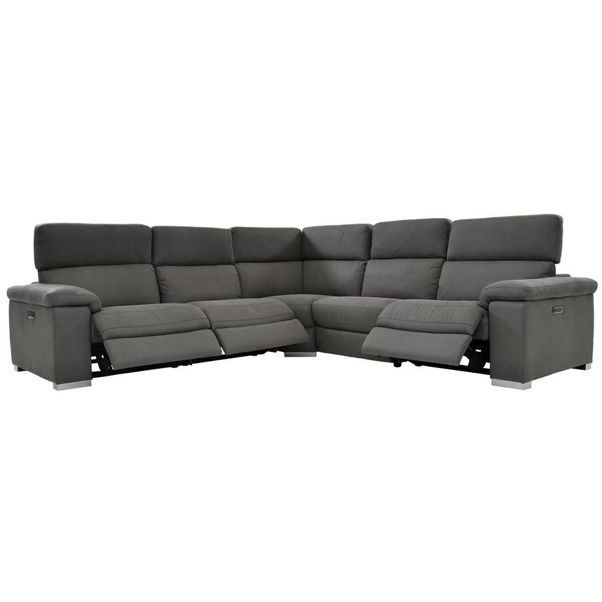 ELIZA-6pc Dark Gray Fabric Reclining Sofa Couch Chaise Sectional Set Living Room