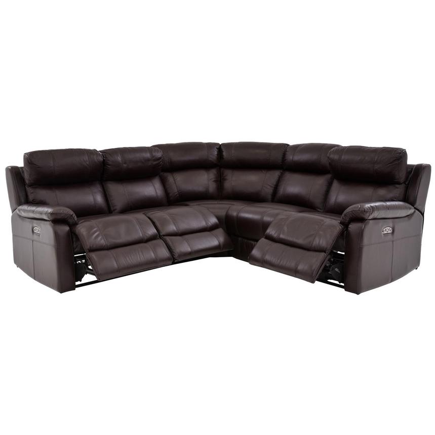Ronald 2 0 Brown Leather Power, Non Power Reclining Leather Sectional