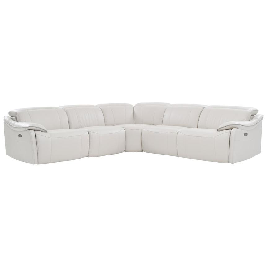 Austin Light Gray Leather Power Reclining Sectional with 5PCS/3PWR  main image, 1 of 9 images.