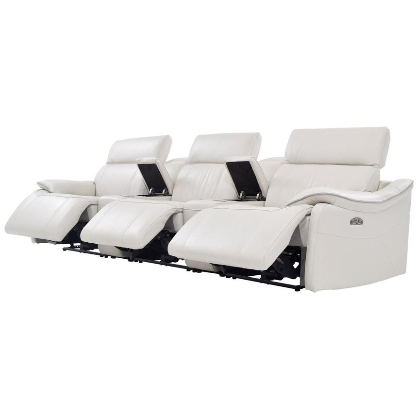 Austin Light Gray Home Theater Leather Seating with 5PCS/3PWR  alternate image, 3 of 10 images.