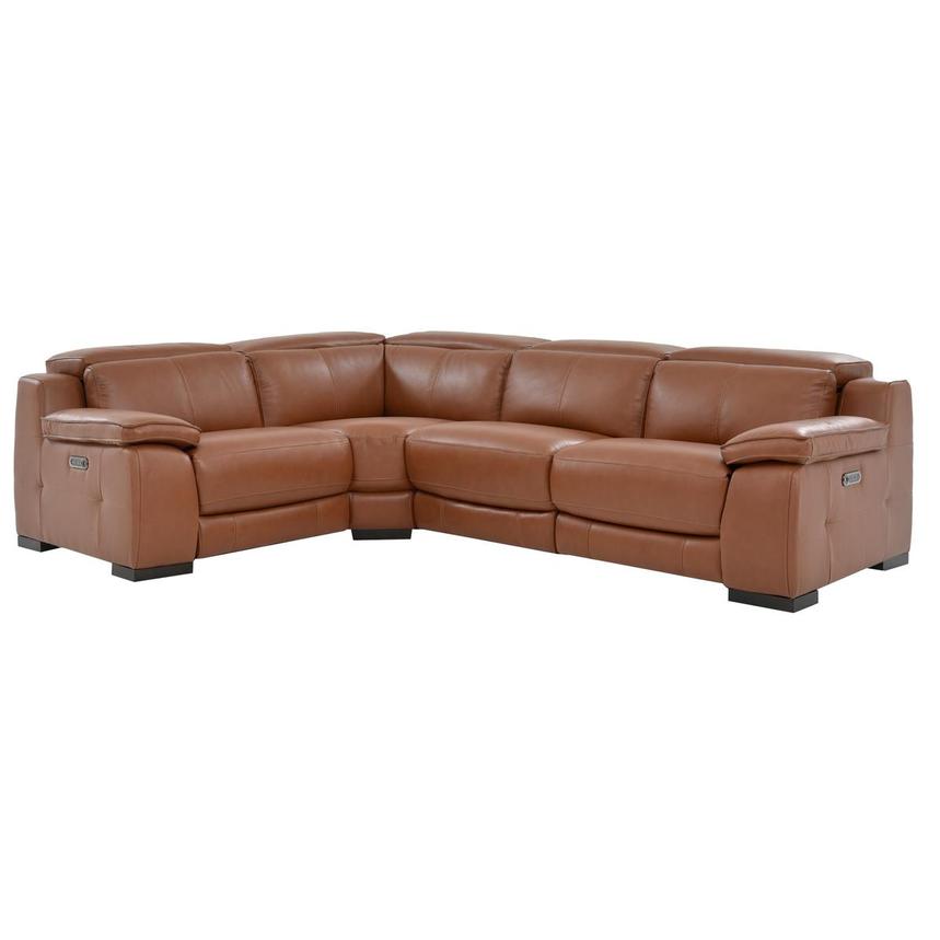 Gian Marco Tan Leather Power Reclining Sectional with 4PCS/2PWR  main image, 1 of 8 images.