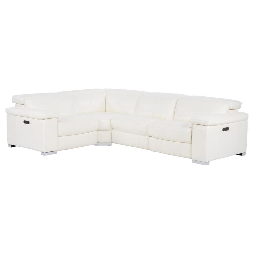 Charlie White Leather Power Reclining Sectional with 4PCS 2PWR El Dorado Furniture
