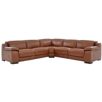 Gian Marco Tan Leather Power Reclining Sectional with 5PCS/3PWR