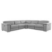 Charlie Light Gray Leather Power Reclining Sectional with 5PCS/3PWR  main image, 1 of 14 images.