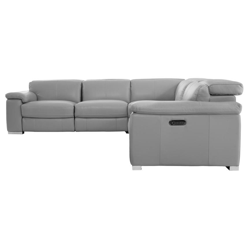 Charlie Light Gray Leather Power Reclining Sectional with 5PCS/3PWR  alternate image, 3 of 12 images.