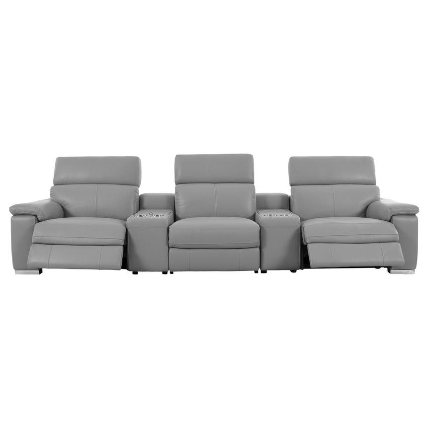 Charlie Light Gray Home Theater Leather Seating with 5PCS/2PWR alternate image, 2 of 15 images.