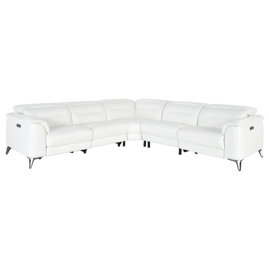 Anabel White Leather Power Reclining Sectional with 5PCS/3PWR  main image, 1 of 5 images.
