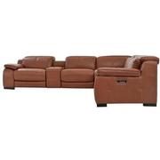 Gian Marco Tan Leather Power Reclining Sectional with 6PCS/3PWR  alternate image, 4 of 9 images.