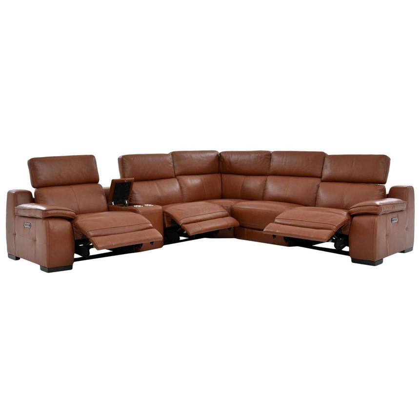 Gian Marco Tan Leather Power Reclining Sectional with 6PCS/3PWR alternate image, 2 of 8 images.