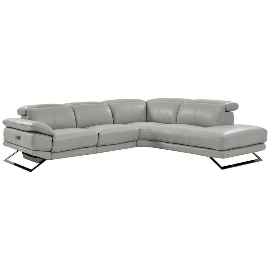 Toronto Silver Leather Power Reclining Sofa w/Right Chaise  main image, 1 of 8 images.