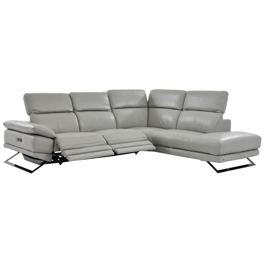 Toronto Silver Leather Power Reclining Sofa w/Right Chaise  alternate image, 2 of 7 images.