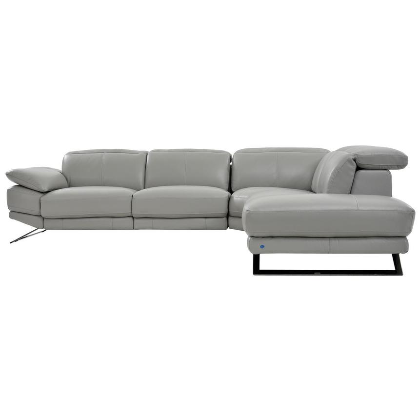 Toronto Silver Leather Power Reclining Sofa w/Right Chaise  alternate image, 3 of 7 images.