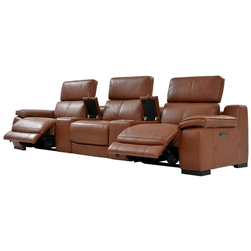 Gian Marco Tan Home Theater Leather Seating with 5PCS/2PWR  alternate image, 3 of 10 images.