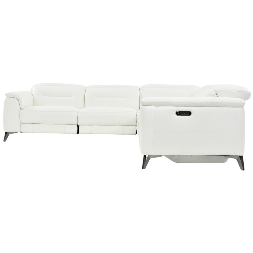 Anabel White Leather Power Reclining Sectional with 5PCS/3PWR  alternate image, 3 of 9 images.