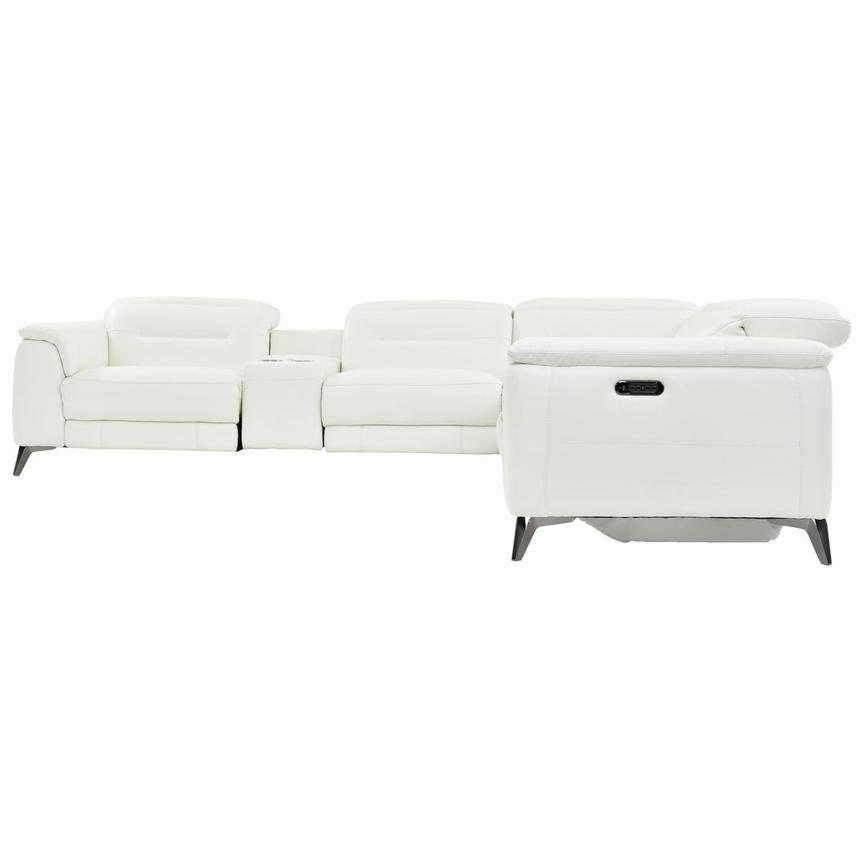 Anabel White Leather Power Reclining Sectional with 6PCS/3PWR  alternate image, 3 of 10 images.