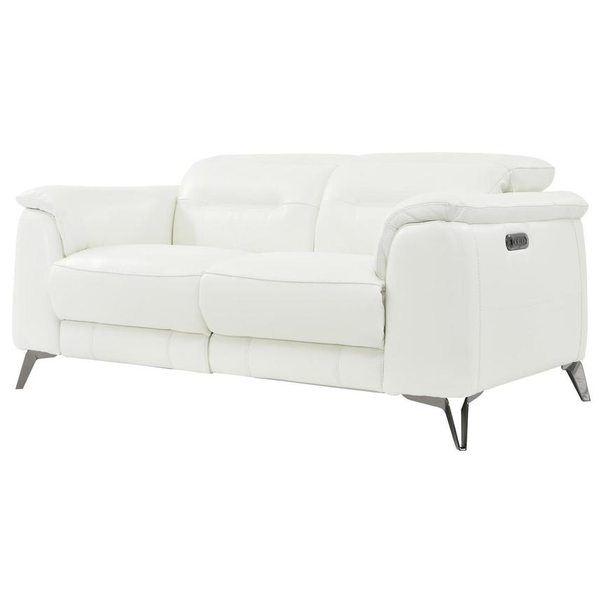 Anabel White Leather Power Reclining, White Leather Settee