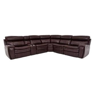 Napa Burgundy Leather Power Reclining Sectional with 6PCS/2PWR
