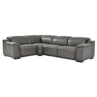 Davis 2.0 Dark Gray Leather Power Reclining Sectional with 4PCS/2PWR