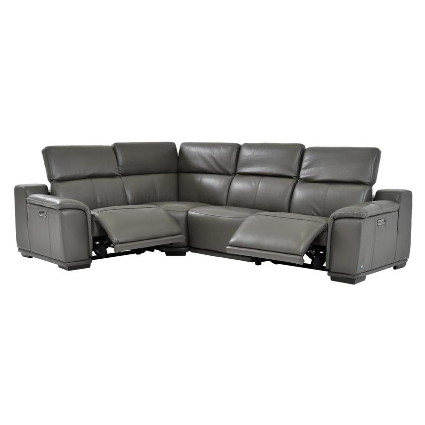 Davis 2.0 Dark Gray Leather Power Reclining Sectional with 4PCS/2PWR  alternate image, 3 of 8 images.