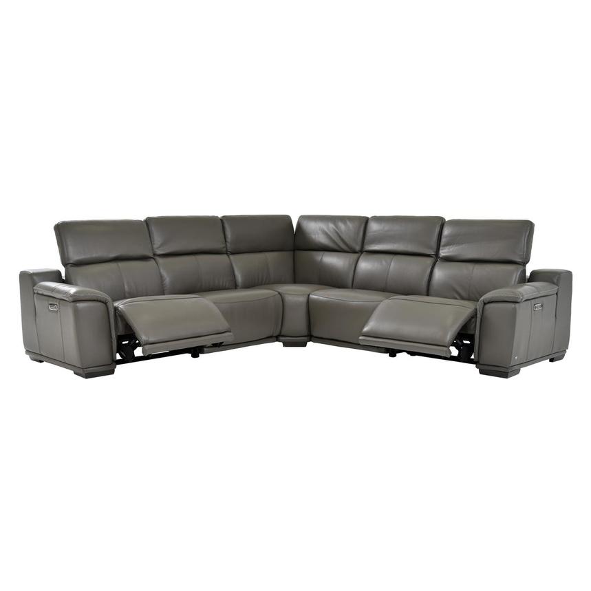 Davis 2.0 Dark Gray Leather Power Reclining Sectional with 5PCS/2PWR  alternate image, 3 of 8 images.