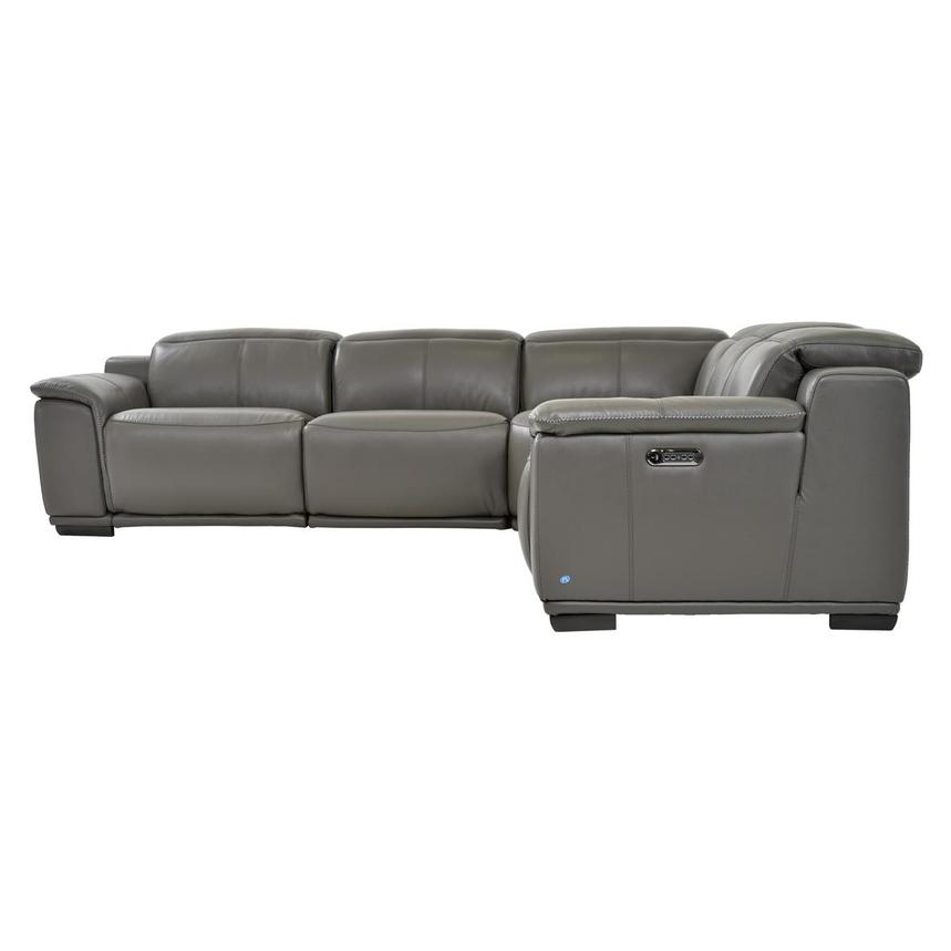 Davis 2.0 Dark Gray Leather Power Reclining Sectional with 5PCS/2PWR  alternate image, 4 of 8 images.