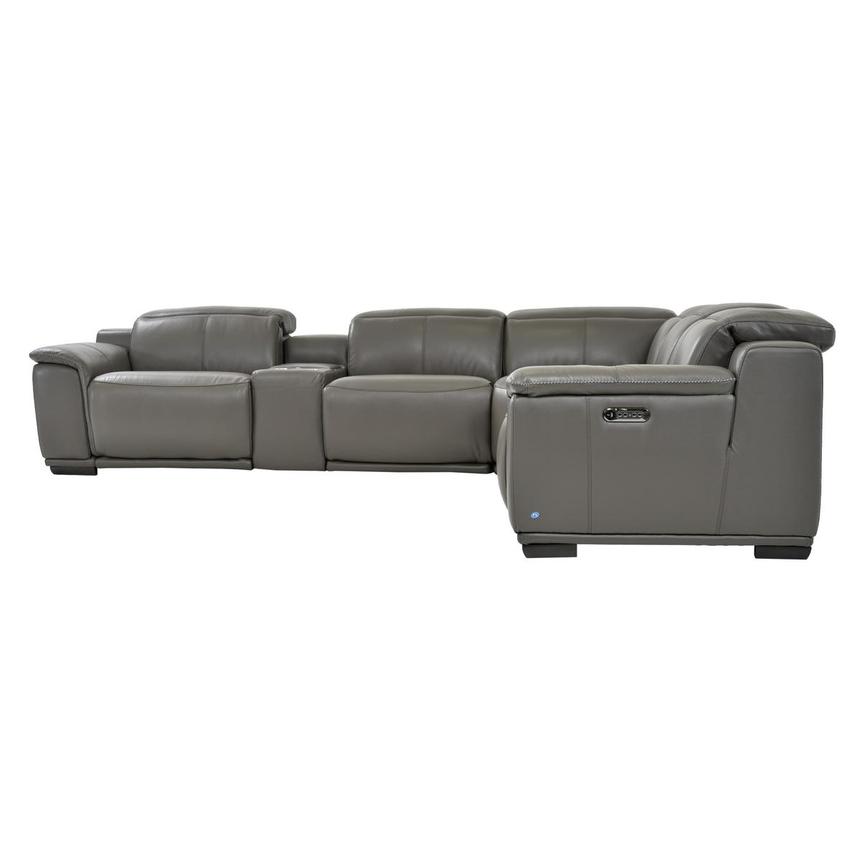 Davis 2.0 Dark Gray Leather Power Reclining Sectional with 6PCS/3PWR  alternate image, 4 of 9 images.