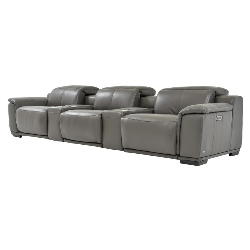 Davis 2.0 Dark Gray Home Theater Leather Seating with 5PCS/2PWR  alternate image, 3 of 10 images.