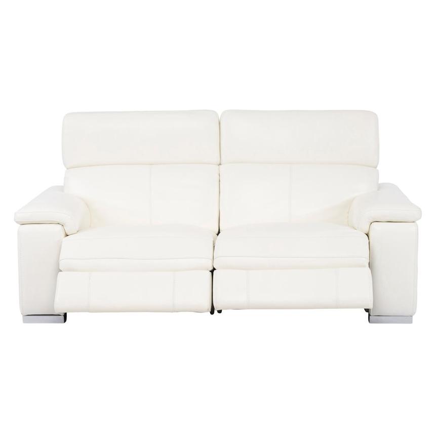 Charlie White Leather Power Reclining Loveseat  alternate image, 4 of 9 images.
