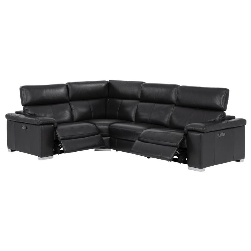 Charlie Black Leather Power Reclining Sectional with 4PCS/2PWR alternate image, 2 of 10 images.