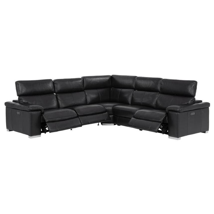 Charlie Black Leather Power Reclining Sectional with 5PCS/3PWR alternate image, 2 of 12 images.