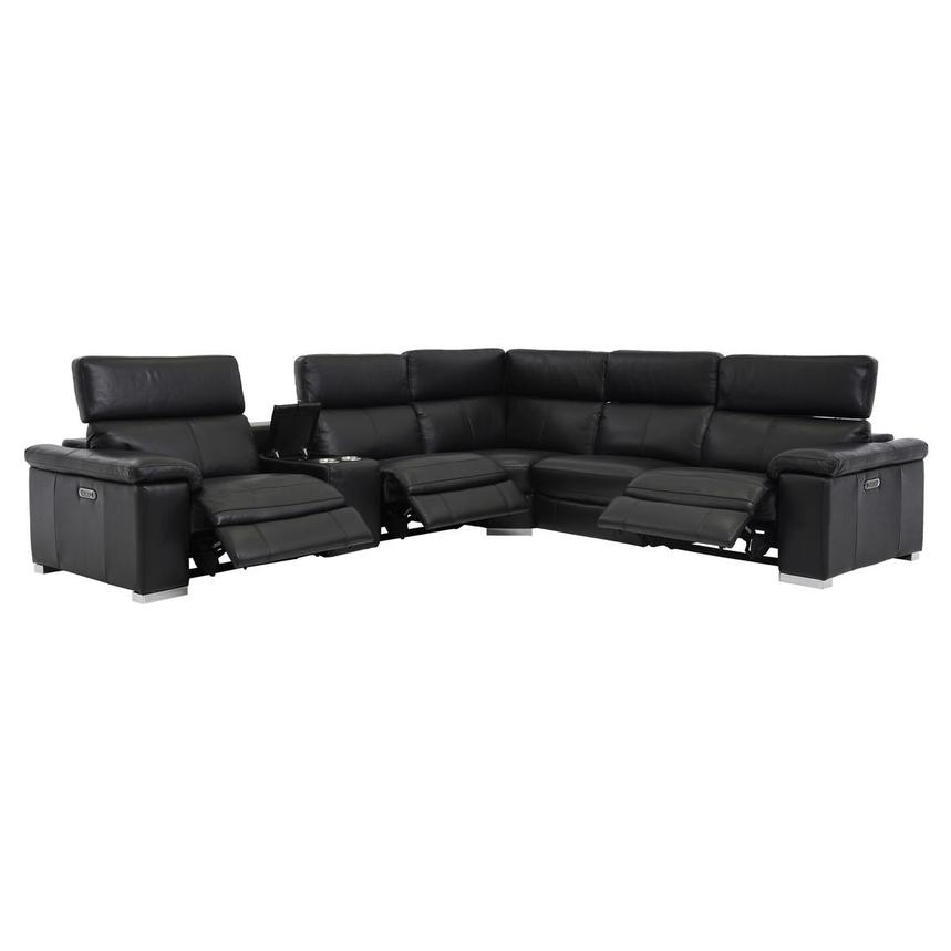 Charlie Black Leather Power Reclining, Recliner Sectional Leather