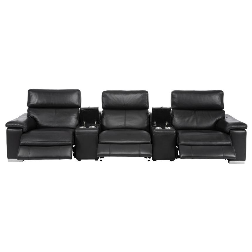 Charlie Black Home Theater Leather Seating with 5PCS/3PWR alternate image, 2 of 10 images.