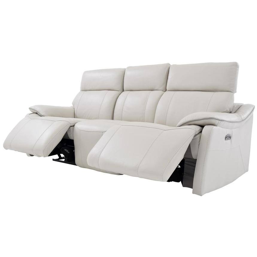 Austin Light Gray Leather Power Reclining Sofa alternate image, 4 of 9 images.