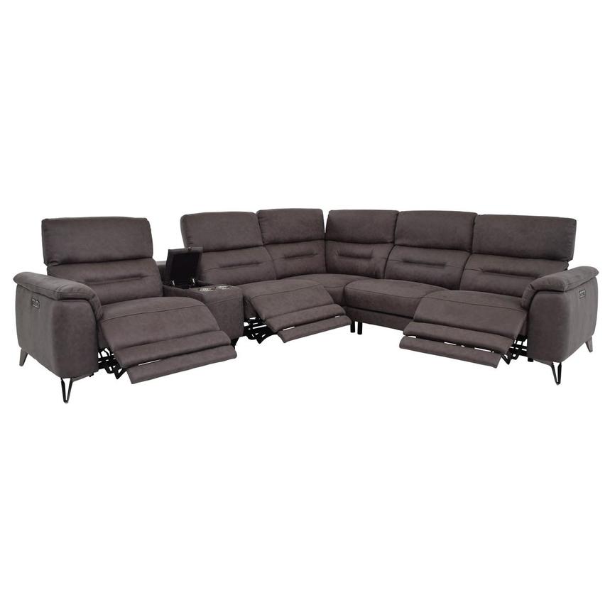 Claribel II Gray Power Reclining Sectional with 6PCS/3PWR  alternate image, 3 of 11 images.