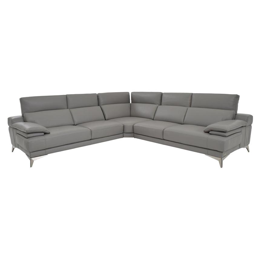 Idris Grey Leather Sectional Sofa El Dorado Furniture