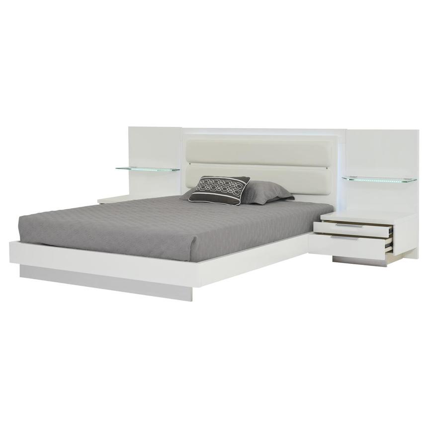 Ally White King Platform Bed w/Nightstands  alternate image, 3 of 17 images.