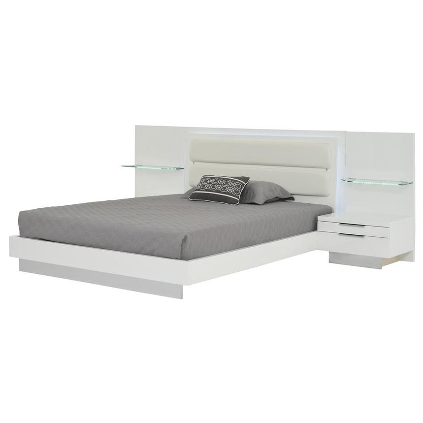 Ally White King Platform Bed W, King Size Platform Bed With Built In Nightstands
