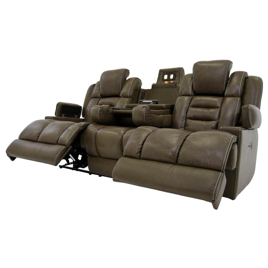 Damon Brown Leather Power Reclining Sofa  alternate image, 3 of 11 images.