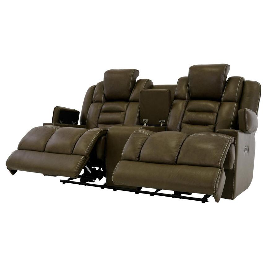 Damon Brown Leather Power Reclining Sofa w/Console  alternate image, 3 of 10 images.