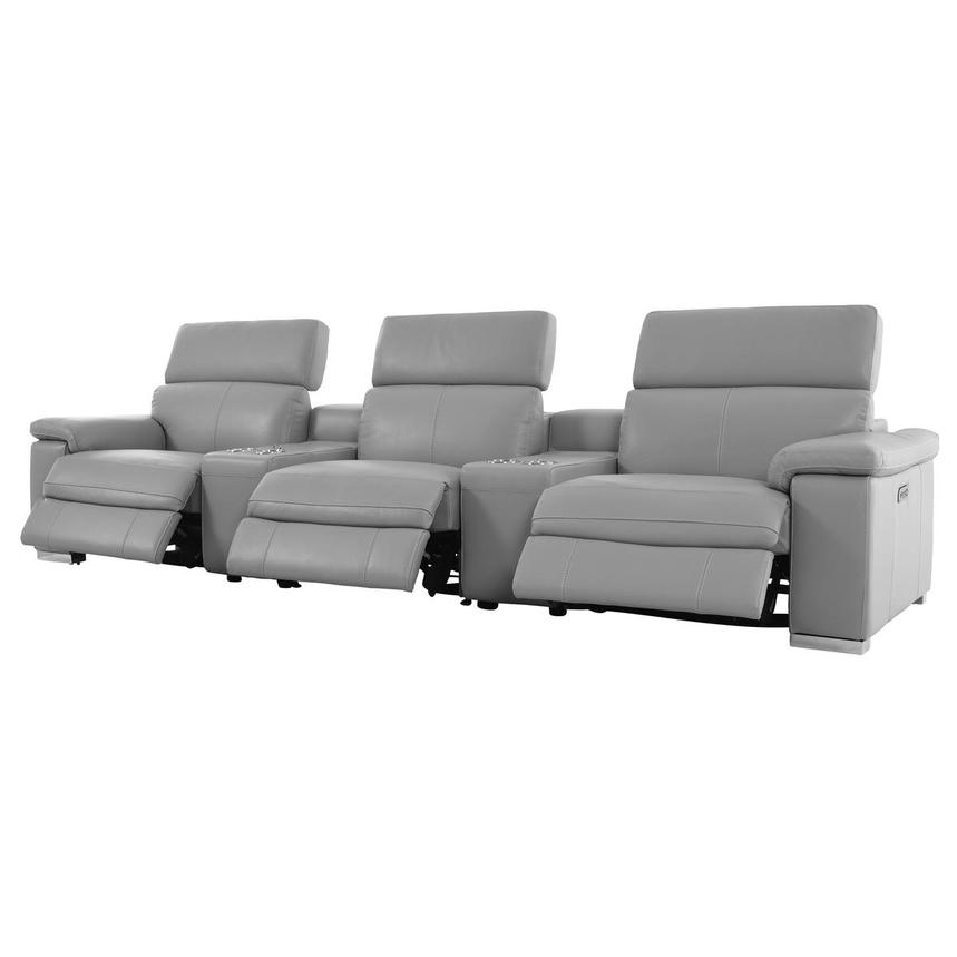 Charlie Light Gray Home Theater Leather Seating with 5PCS/3PWR  alternate image, 3 of 13 images.