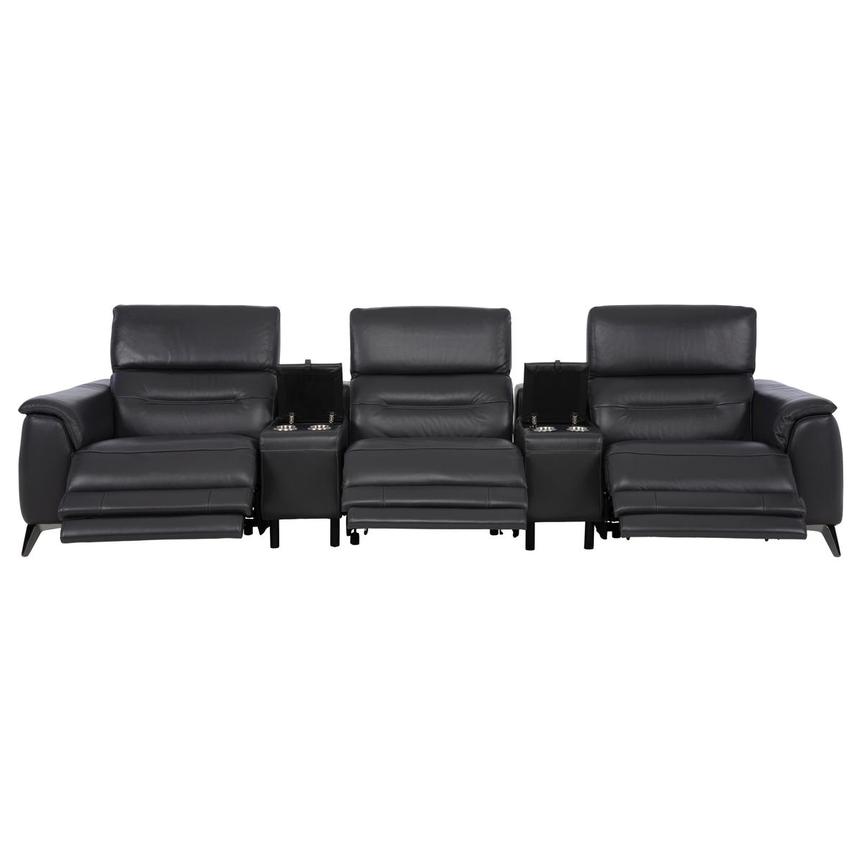 Anabel Gray Home Theater Leather Seating with 5PCS/3PWR  alternate image, 3 of 12 images.