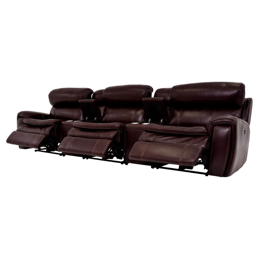 Napa Burgundy Home Theater Leather Seating with 5PCS/3PWR  alternate image, 3 of 10 images.